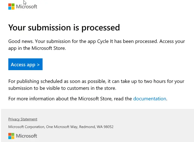 The approval email