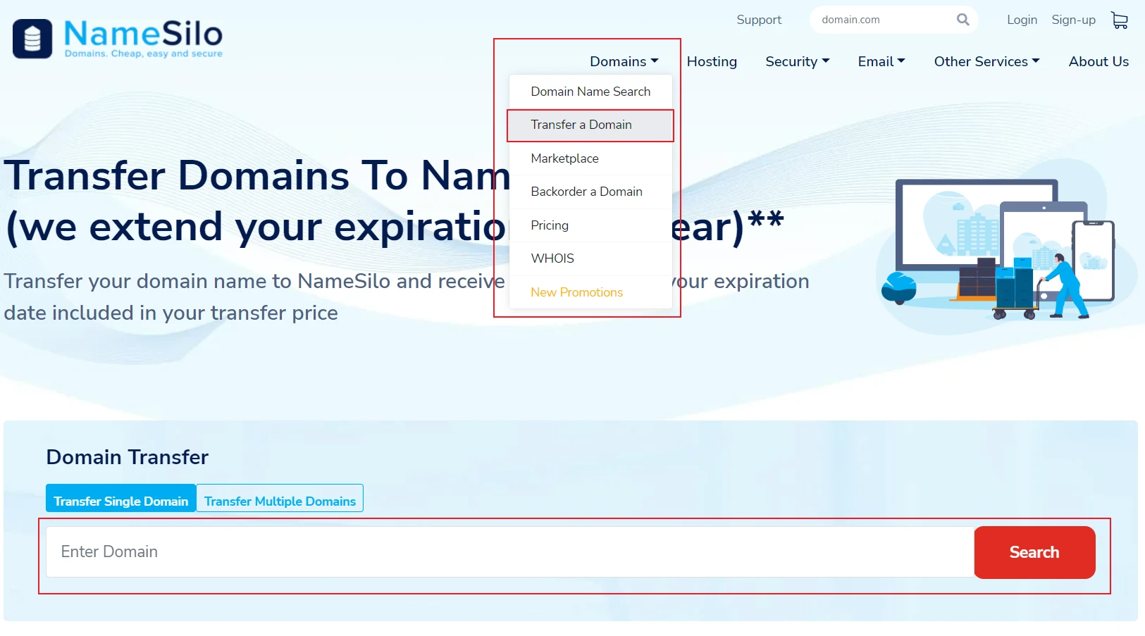 Transfer to NameSilo