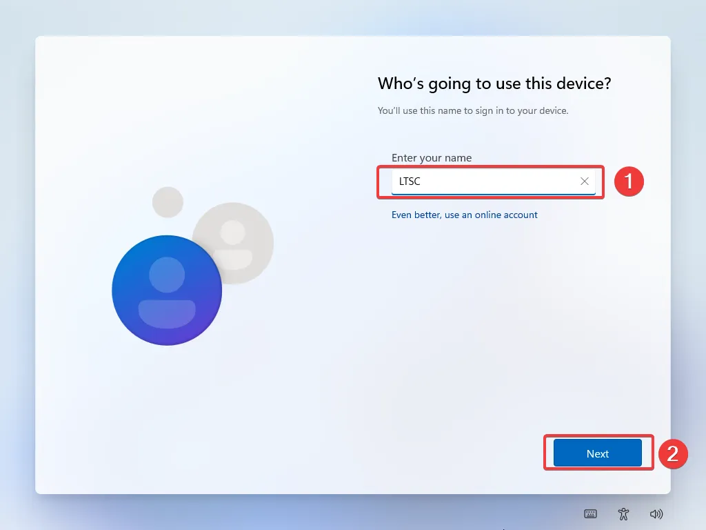 Enter a username; it's recommended to use only English letters