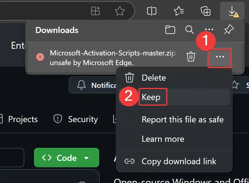 Keep the file